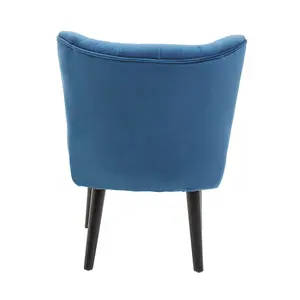 Interiors by Premier Blue Velvet Chair, Curved Back Accent chair, Easy to Assemble Borg Chair, Comfy Office Chair