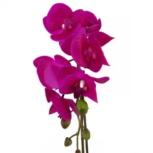 46cm Artificial Orchid Dark Pink / Silver