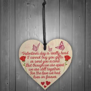 Red Ocean Valentines Day Husband Wife Memorial Graveside Poem Wood Heart Hanging Sign Gift