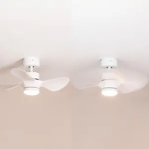 ValueLights 24 Inch Integrated LED Ceiling Fan with Remote Control, 3 Blades, Timer and 6 Speed Functions - White