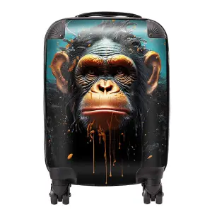 Monkey Face Splashart Blue Suitcase - Small