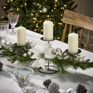 Moonlit Forest Triple Pillar Centrepiece Christmas Decoration Tealight Holder Candle Holder