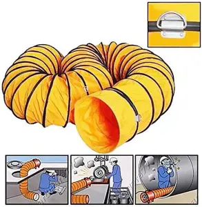 AirTech-UK PVC Ducting Flexible 16 inches/ 400mm for Portable Fan Air Transfer Hose 5 Meters Long Heavy Duty, Fire Retardant