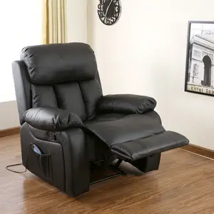 Chester Bonded Leather Recliner Armchair Sofa Home Lounge Chair Reclining Gaming (Black)