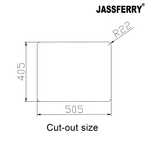 JASSFERRY Undermount Stainless Steel Kitchen Sink Single Bowl, 540 x 440 mm