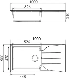 Liquida LP10BL 1.0 Bowl Composite Reversible Inset Black Kitchen Sink With Waste