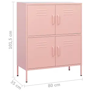 Berkfield Storage Cabinet Pink 80x35x101.5 cm Steel