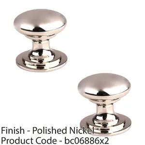 2 PACK - Victorian Tiered Door Knob - 25mm Polished Nickel Cabinet Pull Handle Round Rose