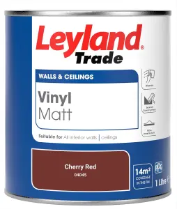 Leyland Trade Vinyl Matt Walls & Ceilings Emulsion Paint Cherry Red (04D45) 1L