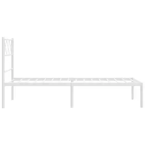 Berkfield Metal Bed Frame with Headboard White 80x200 cm