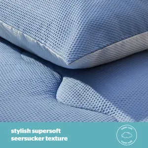 Seersucker Coverless Duvet 2.5 Tog Blue/Grey - Super King