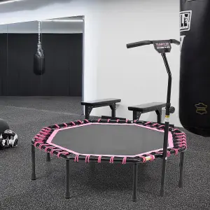 51 Inch Black Pink  Octagonal Garden Trampoline Fitness Trampoline with Adjustable T-Bar Handle  for Kids Adults