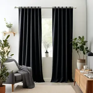 Black Eyelet Total Blackout Thermal Curtains  - 66 x 84 Inch Drop - 2 Panel