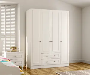 GISELLE 4 Door 2 Drawer White Wardrobe