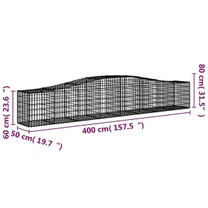 Berkfield Arched Gabion Basket 400x50x60/80 cm Galvanised Iron