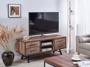 Beliani Rustic TV Stand Light Wood ATLANTA