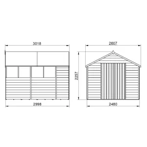 Forest Garden Overlap 10x8 ft Apex Wooden 2 door Shed with floor & 4 windows