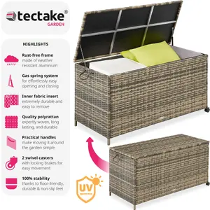 Storage Box - aluminium frame, rattan weave, 117 x 54 x 64 cm - nature