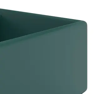 Berkfield Luxury Basin Overflow Square Matt Dark Green 41x41 cm Ceramic