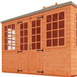 INSATLLED - 10ft x 8ft (2.95m x 2.95m) Wooden Blue Bell Tongue and Groove APEX Summerhouse (12mm T&G Floor + Roof) (10 x 8) (10x8)