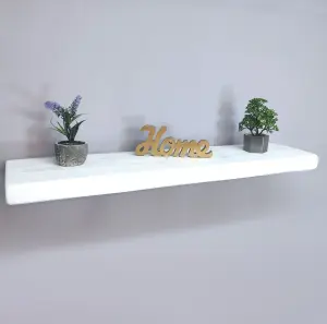 Handmade Wooden Rustic Floating Shelf 175mm White Length of 140cm