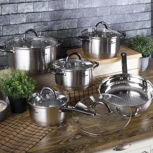 BLAUMANN 10Pcs Cookware Set Stainless Steel Pots Pans Induction Set with Lid