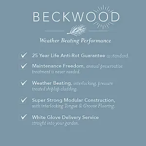 Beckwood Reverse Apex Summerhouse 8x6 - Double Door - 5 Windows