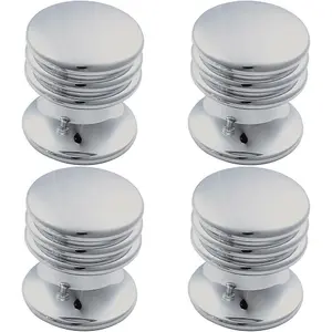 4x One Piece Textured Cupboard Door Knob 15.5mm Diameter Polished Chrome