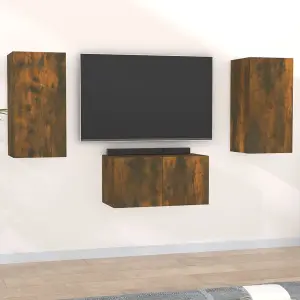 Berkfield 3 Piece TV Cabinet Set Smoked Oak Engineered Wood