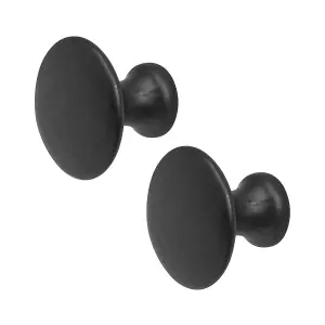 DecorAndDecor - CALICO Matt Black Round Cabinet Knob Drawer Knob - Pair