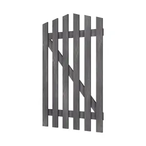 Grey Coated Freestanding Wooden Picket Garden Gate and Fence Door W 76cm H 120cm