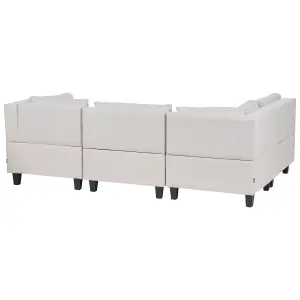 Corner Sofa with Ottoman UNSTAD Light Beige Fabric Right Hand