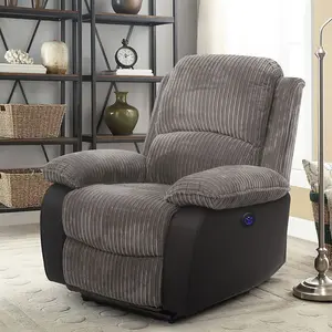 Comfy Living Fabric Cord Electric Recliner Chair In Grey