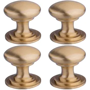 4 PACK - Victorian Tiered Door Knob - 38mm Satin Brass Cabinet Pull Handle Round Rose