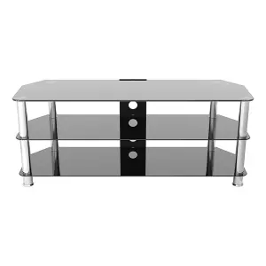 AVF Black Glass and Chrome 1.25m TV Stand with Cable Management