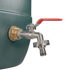 Water Butt Replacement Tap BRASS Metal Lever UK Bib Outlet Barb Quick Hosepipes Lever tap (Quick connector) 3/4"