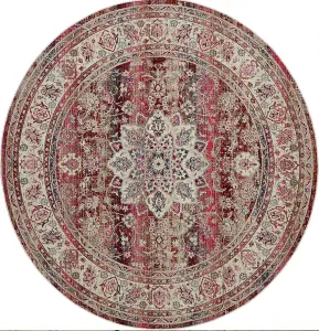 Red Rug, Traditional Luxurious Rug, Floral Rug, Stain-Resistant Persian Rug for Bedroom, & Dining Room-121cm X 173cm