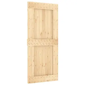 Berkfield Sliding Door with Hardware Set 90x210 cm Solid Wood Pine