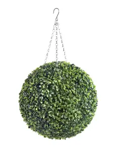 Best Artificial 38cm Green Boxwood Buxus Grass Hanging Basket Topiary Ball - Suitable for Outdoor Use - Weather & Fade Resistant