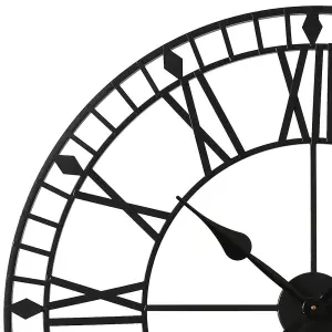 EOS - Skeleton Wall Clock with Roman Numerals - 80x80cm - (Black)