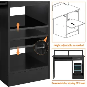 Yaheetech Black Office Computer Desk with Keyboard Tray