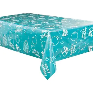 Unique Party Plastic Happy Birthday Party Table Cover Clear (One Size)