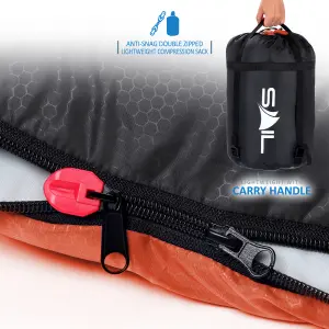 SAIL 'One' Waterproof Sleeping Bag 3-4 Season Indoor & Outdoor Camping Hiking - Orange