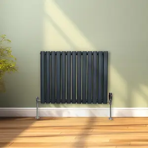 Oval Column Radiator & Valves - 600mm x 780mm - Anthracite Grey