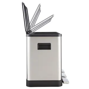 Kitchen Bin Recycling 3 Compartments 24 Litre Rubbish Pedal Bin