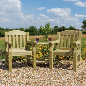 Zest Emily Wooden Companion Love Seat Garden Double Chair Bench