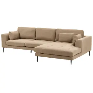 Corner Sofa FLAM Light Brown Fabric Left Hand