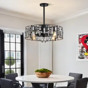 50cm Crystal Caged Chandelier Ceiling Fan with Light and Remote Control