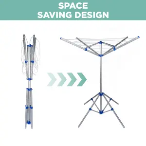 4 Arm Rotary Washing Line Airer Indoor & Outdoor Umbrella-Style Clothes Drying Rack