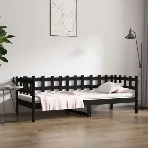 Berkfield Day Bed Black 90x200 cm Solid Wood Pine